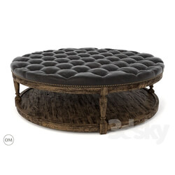 Other soft seating - Round tufted leather ottoman coffee 7801-1109 VL 