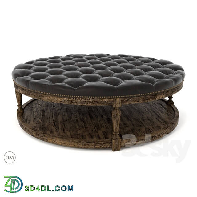 Other soft seating - Round tufted leather ottoman coffee 7801-1109 VL