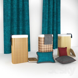 Bathroom accessories - Straw Box_ Pillow and Curtain 