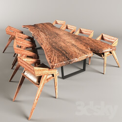 Table _ Chair - Rustic Wooden Table 