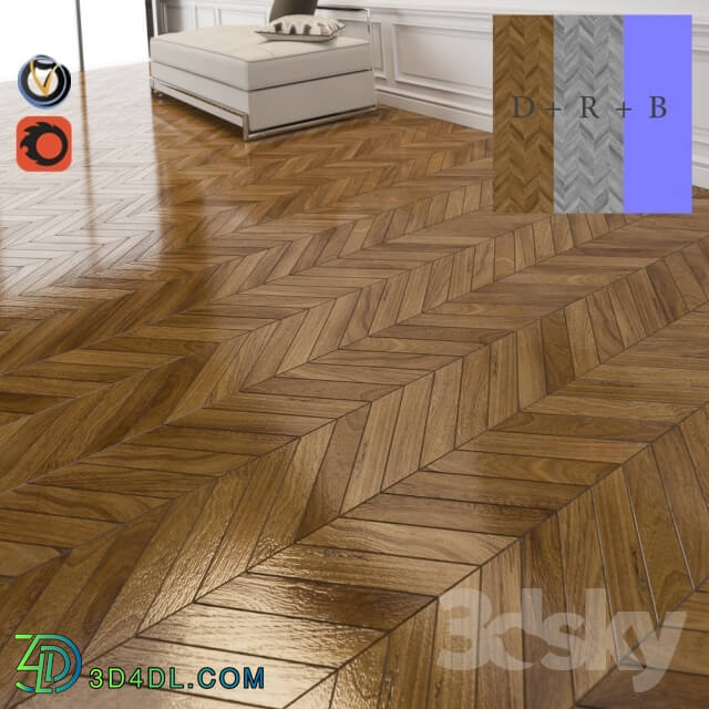 Other decorative objects - oak herringbone parquette floor with normal and specural maps.