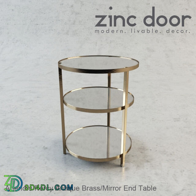 Table - Arteriors Percy Antique Brass _ Mirror End Table