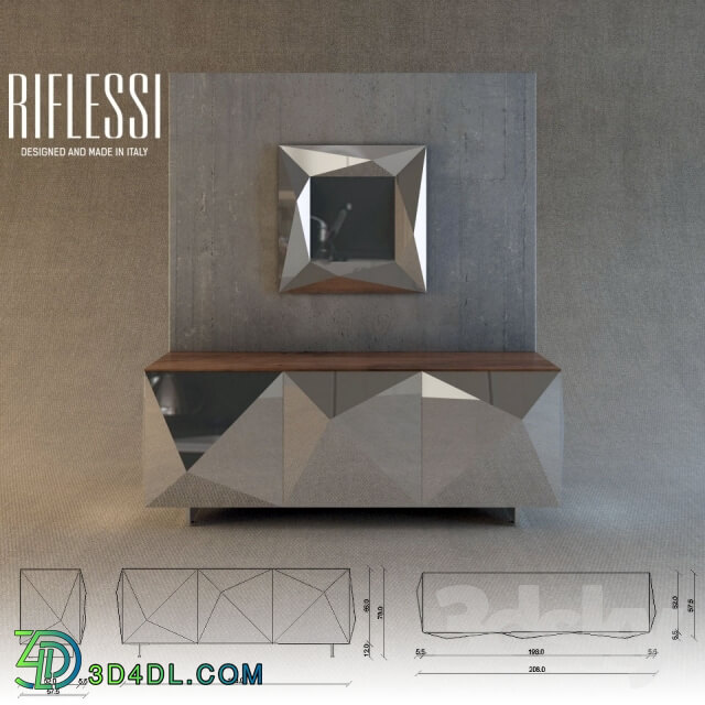 Sideboard _ Chest of drawer - Riflessi - Cubrick Sideboard _amp_ Mirror