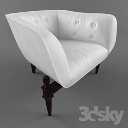 Arm chair - white chair on a wooden frame 