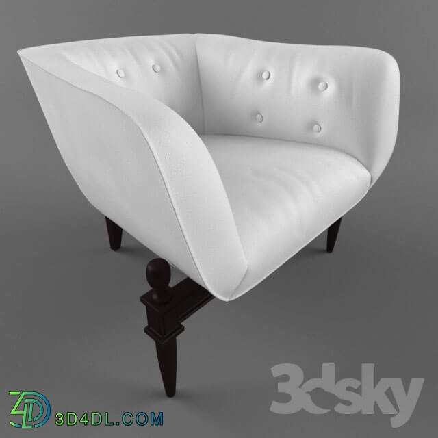 Arm chair - white chair on a wooden frame