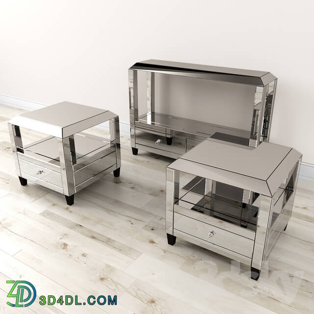 Sideboard _ Chest of drawer - Montreal Mirrored Console Table and Table w _ Drawer