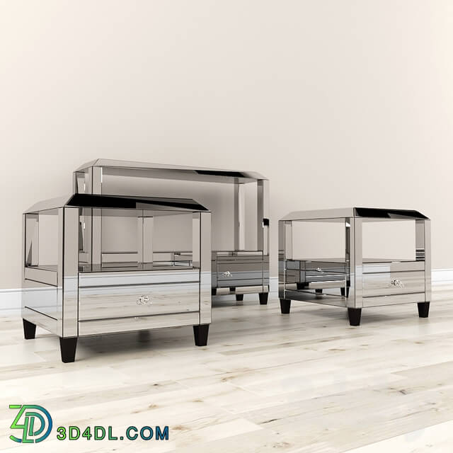 Sideboard _ Chest of drawer - Montreal Mirrored Console Table and Table w _ Drawer