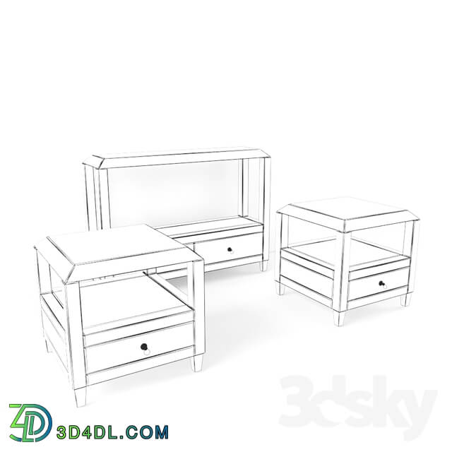 Sideboard _ Chest of drawer - Montreal Mirrored Console Table and Table w _ Drawer