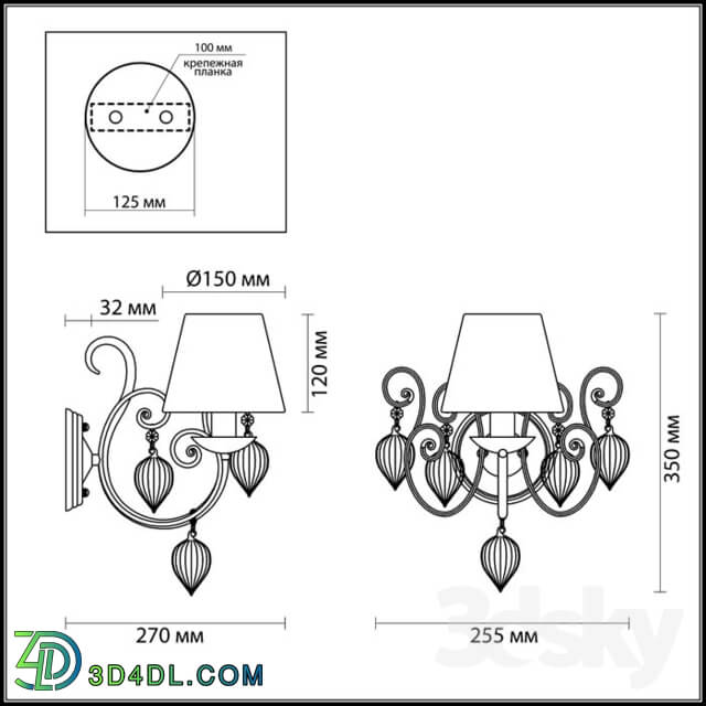 Wall light - Bracket ODEON LIGHT 3925 _ 1W PERSIA