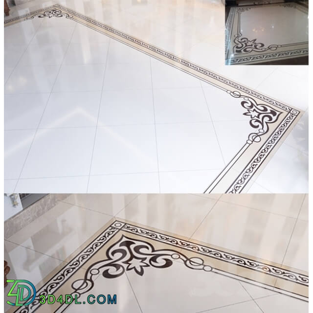 Bathroom accessories - marble floor with decor