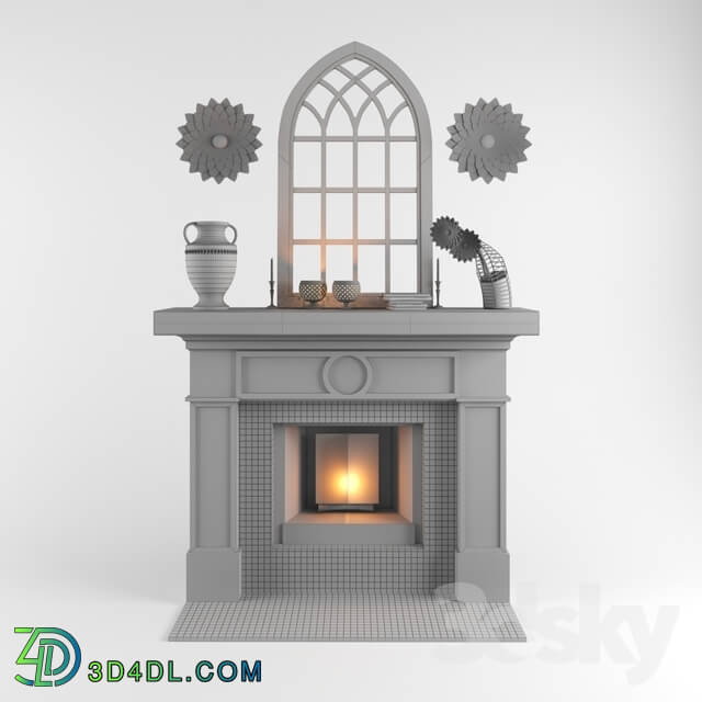 Fireplace - Fireplace with Decorative stuff