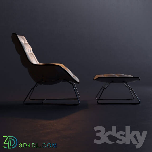 Arm chair - Zanotta Grandtour Armchair with Footstool