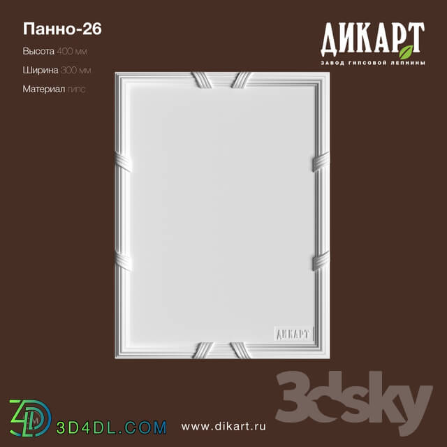 Decorative plaster - www.dikart.ru Panel-26 300x400x25mm