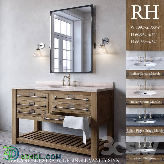 Bathroom furniture - MERCANTILE EXTRA-WIDE SINGLE VANITY SINK