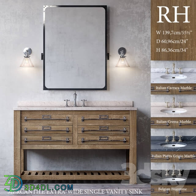 Bathroom furniture - MERCANTILE EXTRA-WIDE SINGLE VANITY SINK