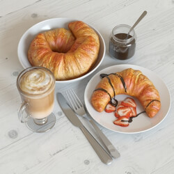 Food and drinks - Breakfast with croissant 