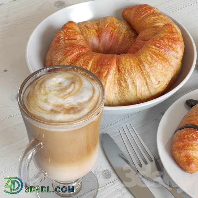 Food and drinks - Breakfast with croissant