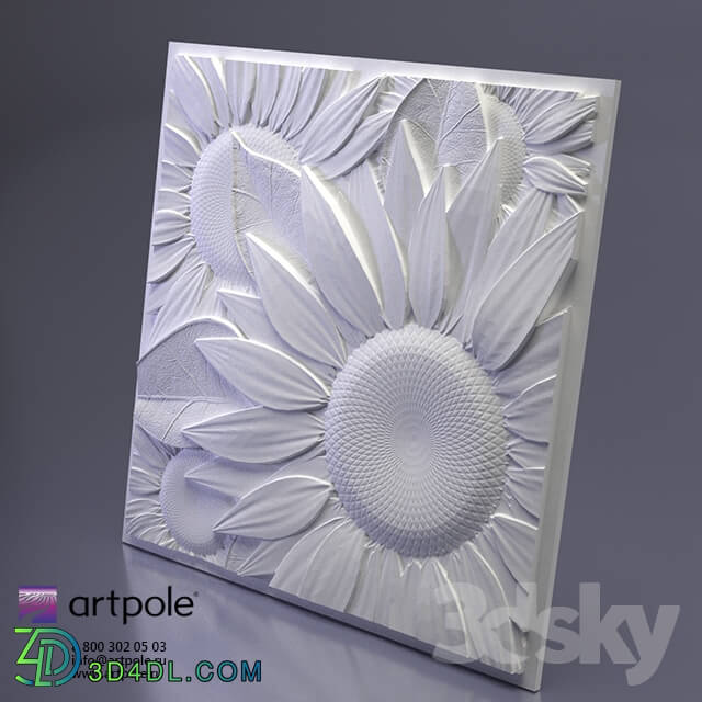 3D panel - _FOR RECALL_ Plaster 3d panel Sunflower by Artpole