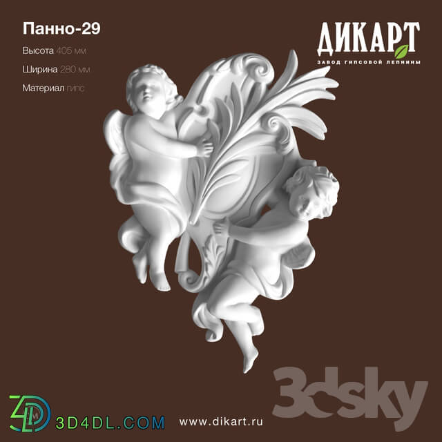 Decorative plaster - www.dikart.ru Panel-29 287x403x56mm