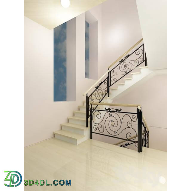 Staircase - An elegant staircase. Oak _ forging