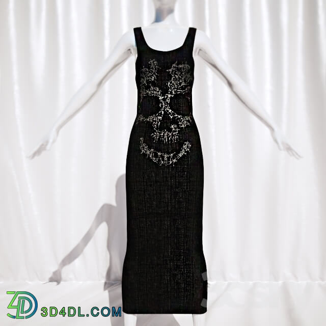 Clothes and shoes - Black dress with print in 3 states