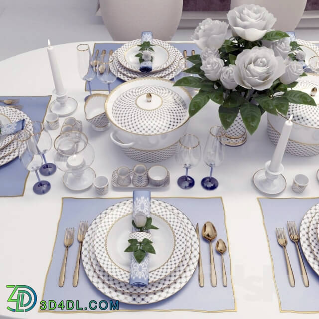 Tableware - Classic table setting with roses