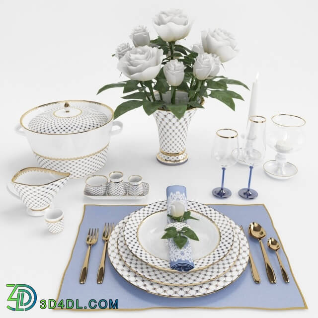 Tableware - Classic table setting with roses