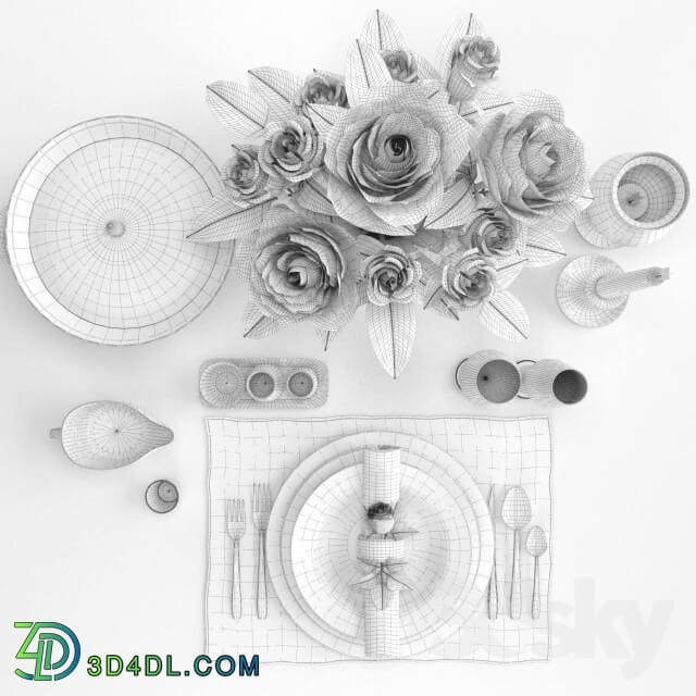 Tableware - Classic table setting with roses