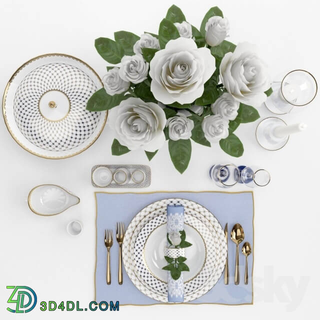 Tableware - Classic table setting with roses