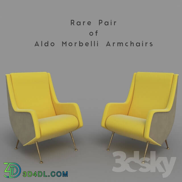 Arm chair - Rare Pair of Aldo Morbelli Armchairs