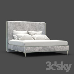 Bed - OM Bed Fratelli Barri RIMINI in fabric silver-gray velor_ legs in silver finish _AL__ FB.BD.RIM.236 
