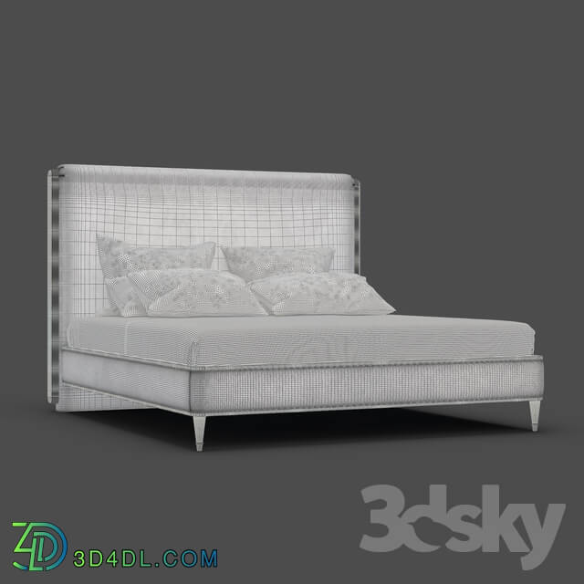 Bed - OM Bed Fratelli Barri RIMINI in fabric silver-gray velor_ legs in silver finish _AL__ FB.BD.RIM.236