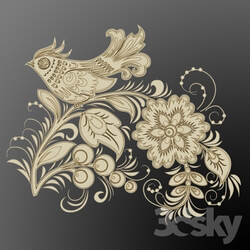 Decorative plaster - Khokhloma bird 