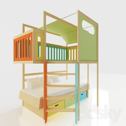 Bed - Calico loft bed with play 
