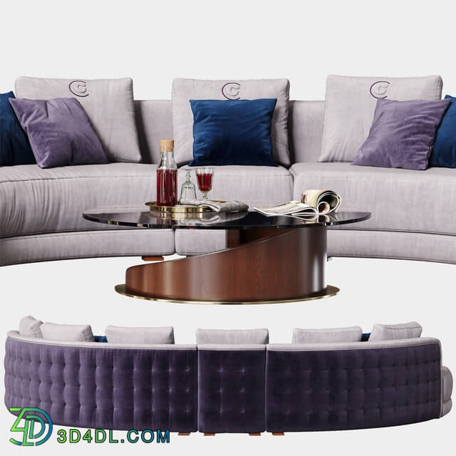 Sofa - Carpanelli Contemporary Desyo Sofa Curvy Table Minerva