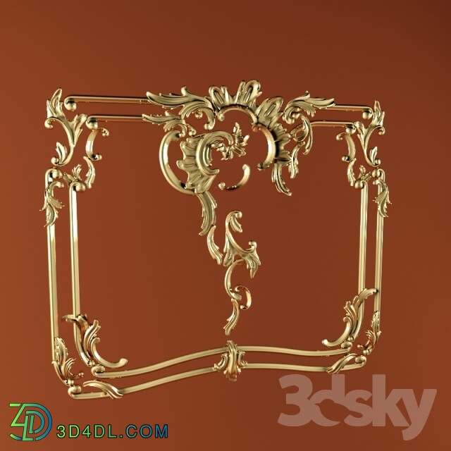 Decorative plaster - Carved frame with gold