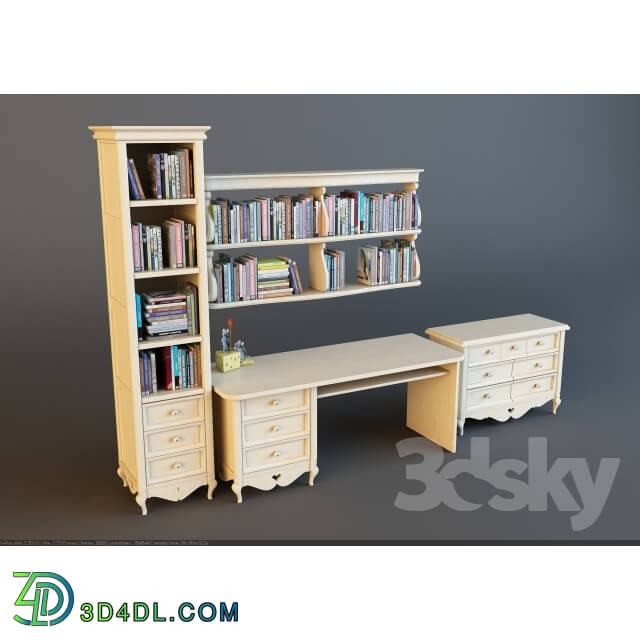 Full furniture set - Computer desk_ bookcase and kamod