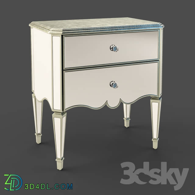 Sideboard _ Chest of drawer - OM Bedside table Fratelli Barri RIMINI in silver coating and mirror finish_ FB.BST.RIM.219