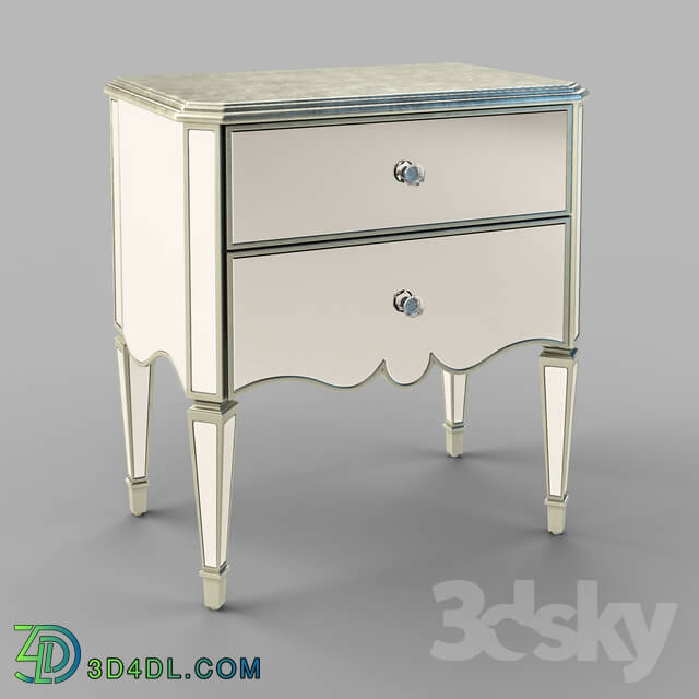 Sideboard _ Chest of drawer - OM Bedside table Fratelli Barri RIMINI in silver coating and mirror finish_ FB.BST.RIM.219