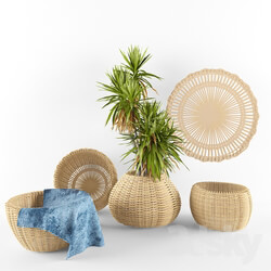 Decorative set - Straw basket 