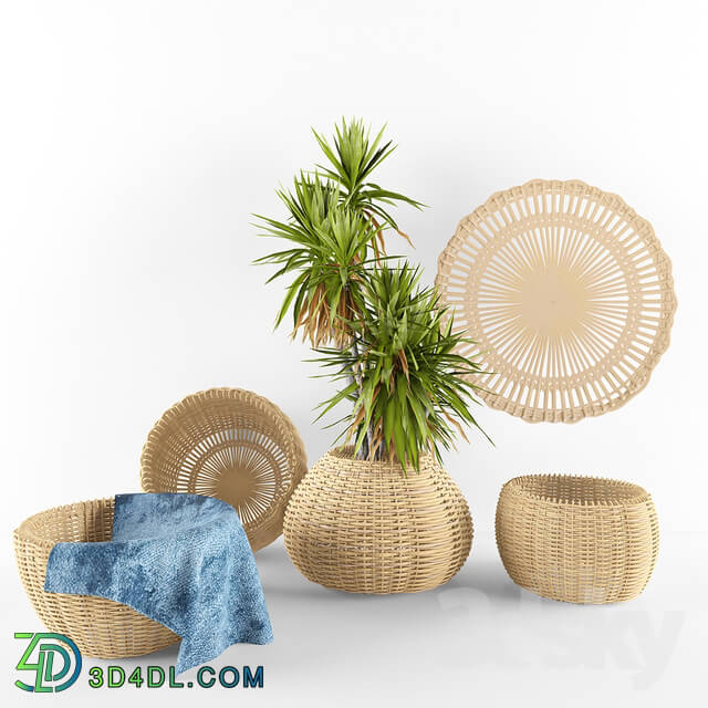 Decorative set - Straw basket