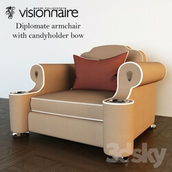 Arm chair - Diplomate armchair with candyholder bow 