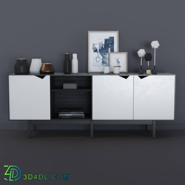 Sideboard Chest of drawer Decor set 002