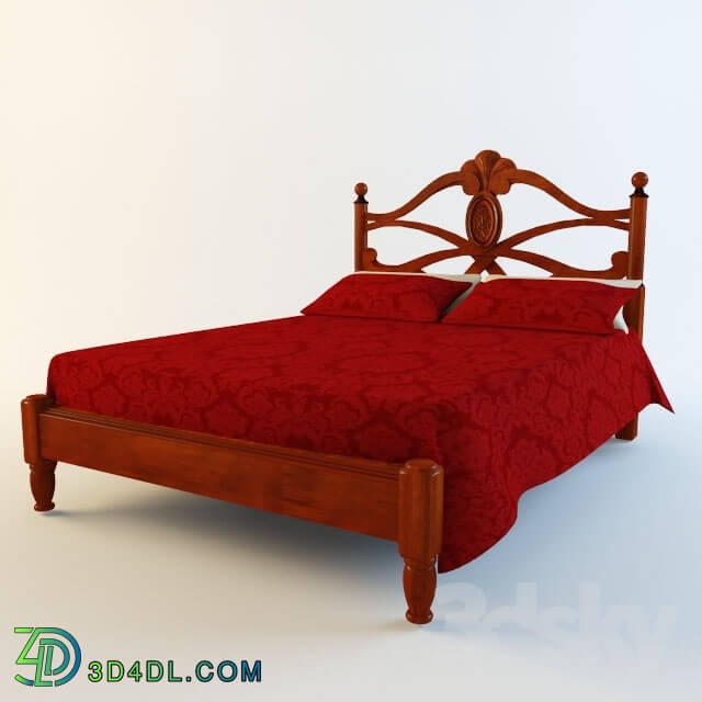 Bed - Bed with a carved is