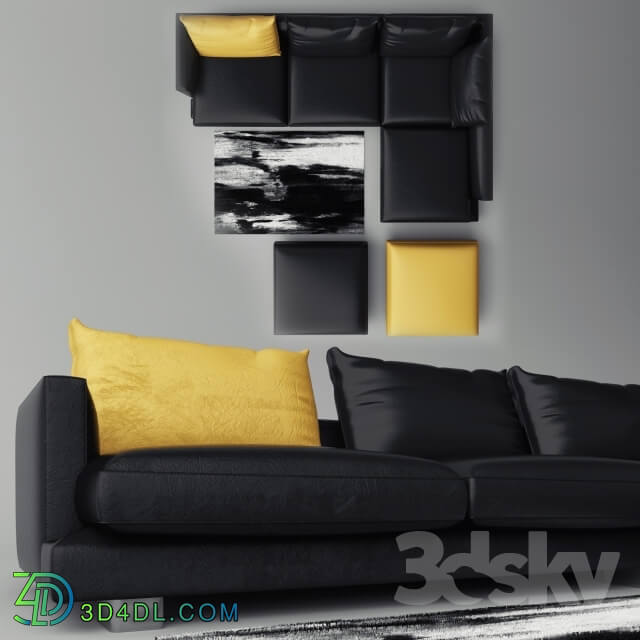 Sofa - SOFA-black _amp_ yellow