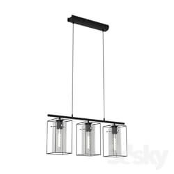 Ceiling light - 49496 Suspension LONCINO_ 3x60W _E27__ L745_ steel_ black _ smoked glass 