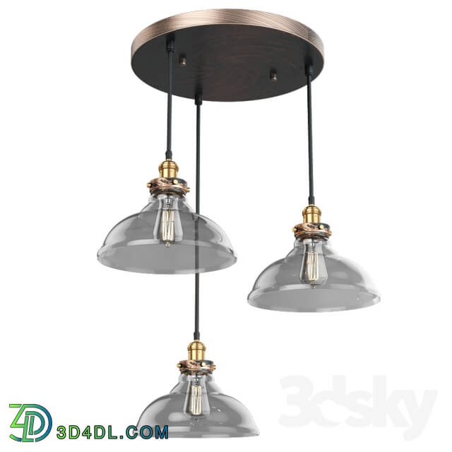 Ceiling light - ARTCRAFT 3-Light Bronze and Copper Pendant Suspension