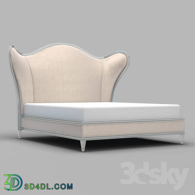 Bed - OM Bed Fratelli Barri RIMINI in fabric _Jeanie-02_ and silver plating finish_ FB.BD.RIM.218