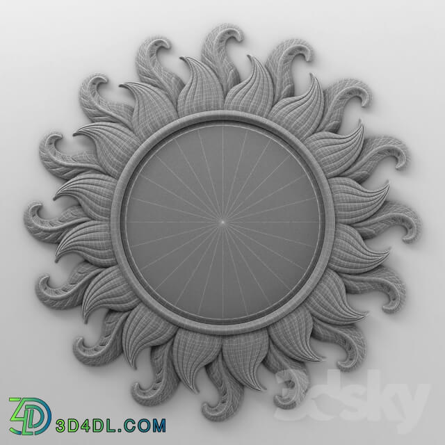 Mirror - Sun Flower Classic Round Mirror Carving