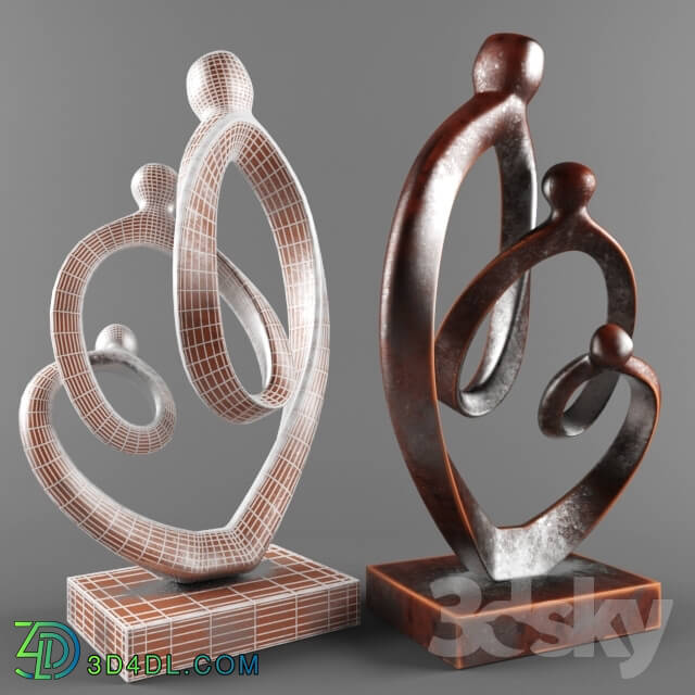 Sculpture - Family Metal Statue